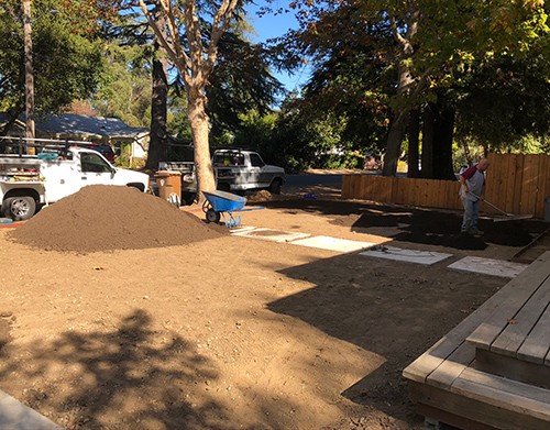 Getting ready to spread top soil for sod install