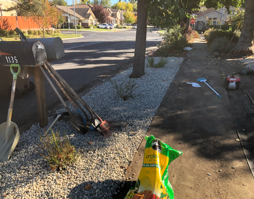 Parking strip gets fresh rocks